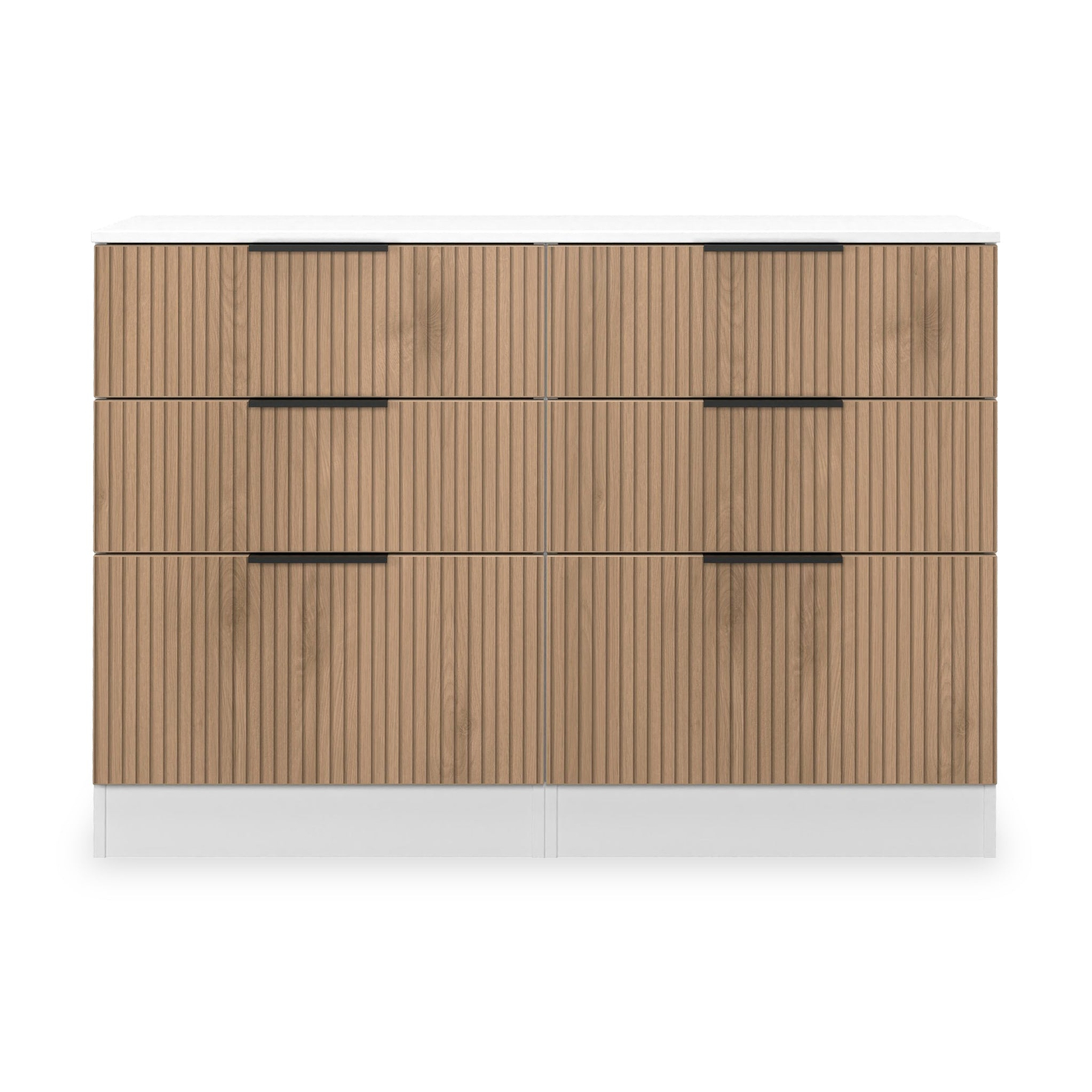 Jago-slatted-effect-6-drawer-midi-chest-white from Roseland Furniture