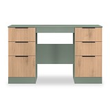Jago-slatted-effect-kneehole-desk-green from Roseland Furniture