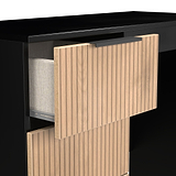 Jago-slatted-effect-kneehole-desk-black from Roseland Furniture