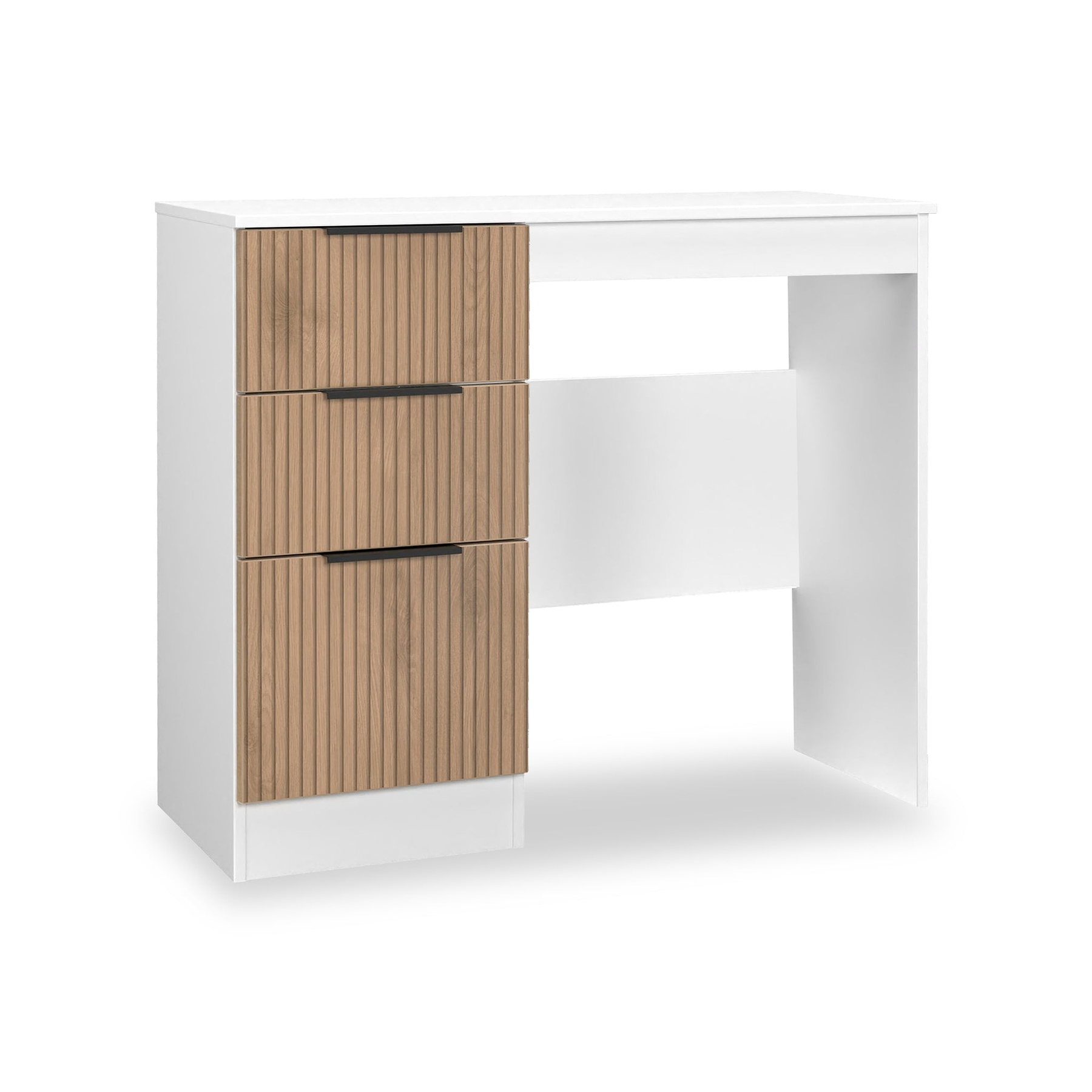 Jago-slatted-effect-kneehole-desk-white from Roseland Furniture