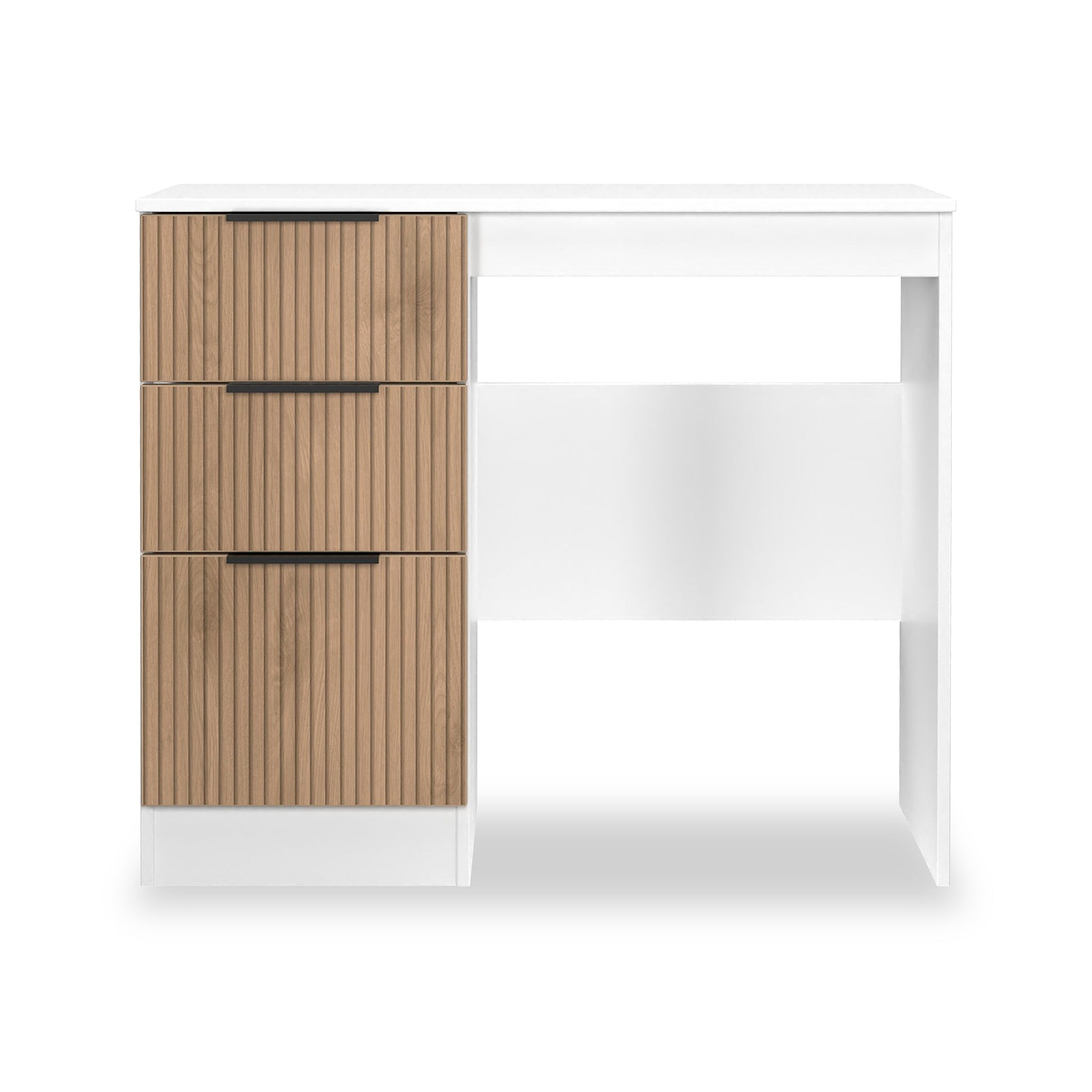 Jago-slatted-effect-kneehole-desk-white from Roseland Furniture