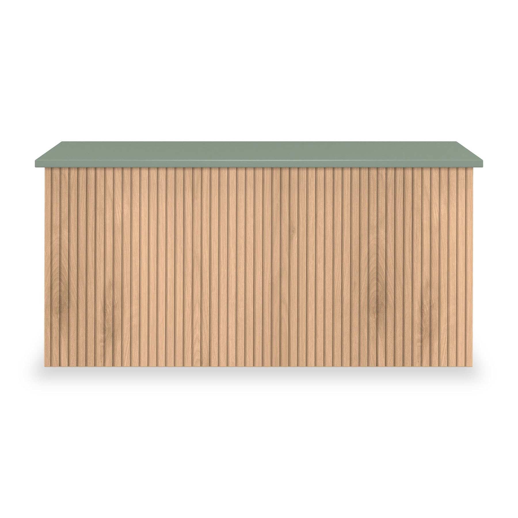 Jago-slatted-effect-blanket-box-green from Roseland Furniture