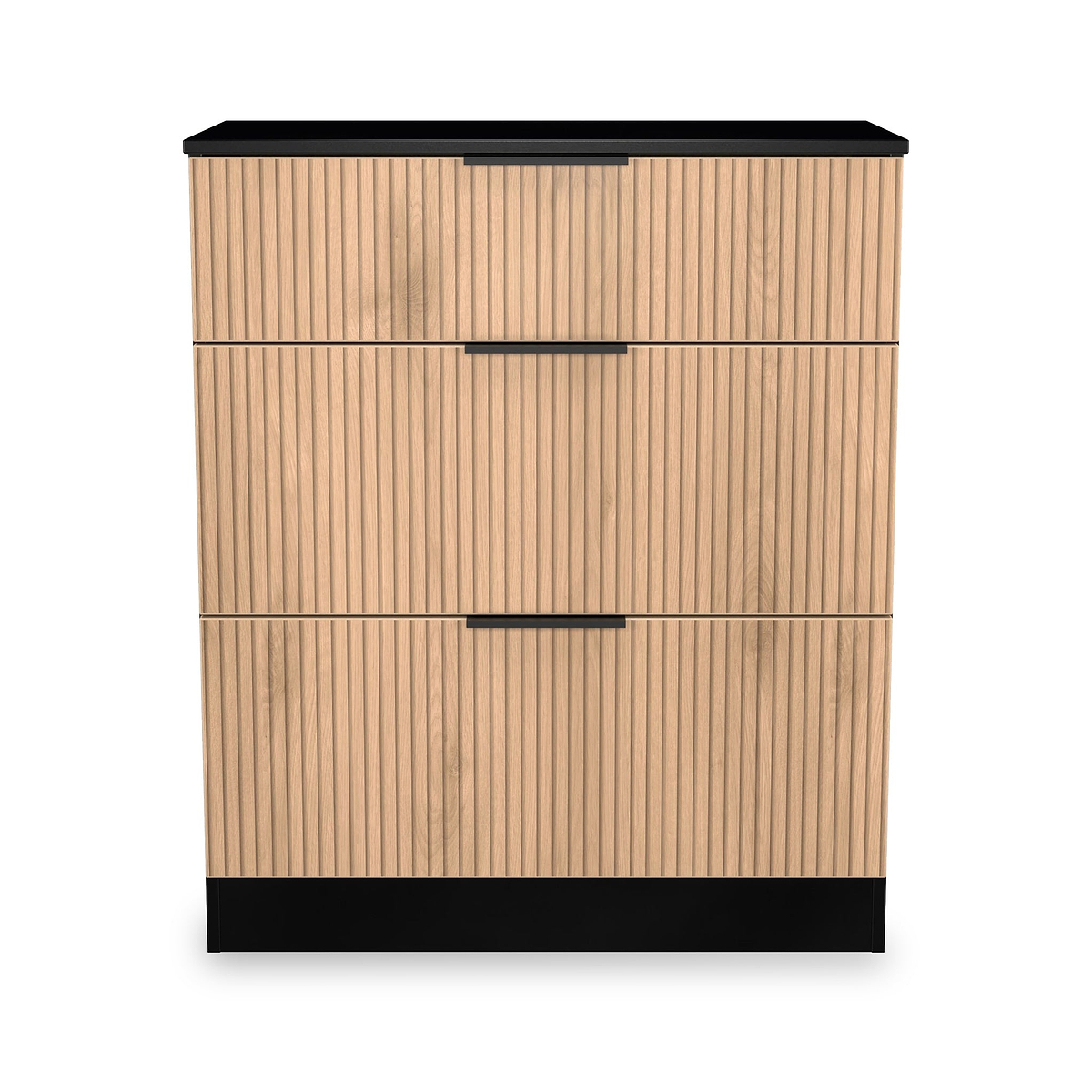 Jago-slatted-effect-3-drawer-deep-chest-black from Roseland Furniture
