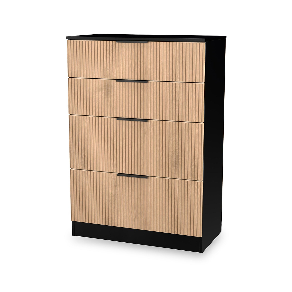 Jago-slatted-effect-4-drawer-deep-chest-black from Roseland Furniture