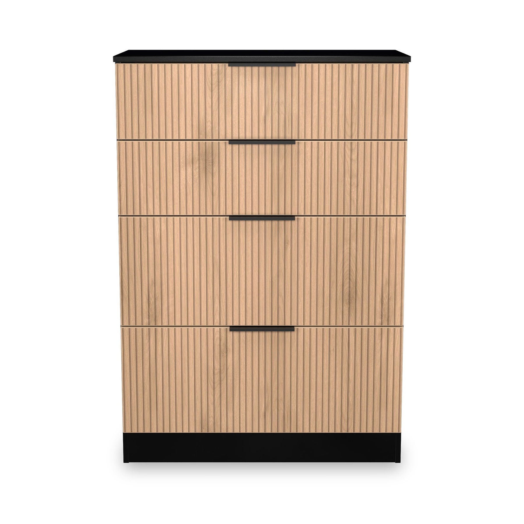 Jago-slatted-effect-4-drawer-deep-chest-black from Roseland Furniture