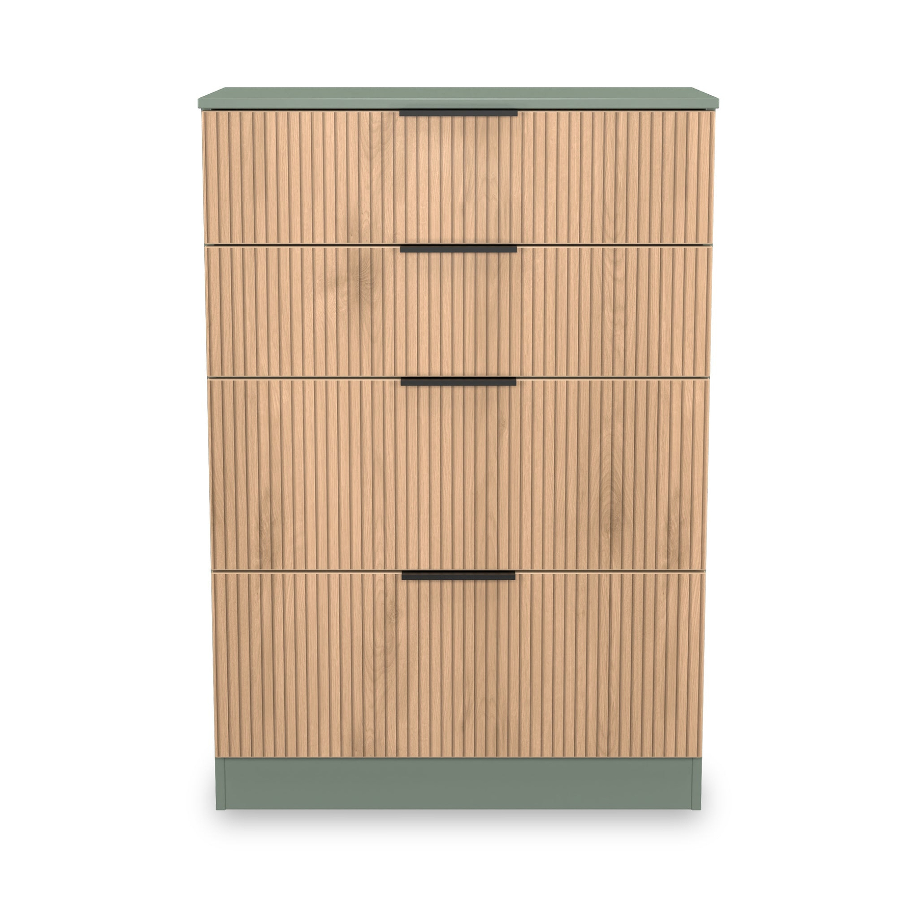 Jago-slatted-effect-4-drawer-deep-chest-green from Roseland Furniture