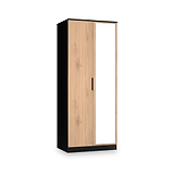 Jago-slatted-effect-2-door-mirrored-wardrobe-black from Roseland Furniture