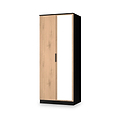Jago-slatted-effect-2-door-mirrored-wardrobe-black from Roseland Furniture
