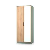 Jago-slatted-effect-2-door-mirrored-wardrobe-green from Roseland Furniture