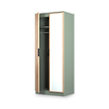 Jago-slatted-effect-2-door-mirrored-wardrobe-green from Roseland Furniture