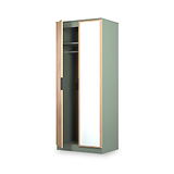 Jago-slatted-effect-2-door-mirrored-wardrobe-green from Roseland Furniture