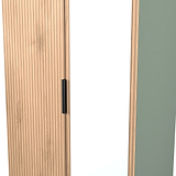 Jago-slatted-effect-2-door-mirrored-wardrobe-green from Roseland Furniture