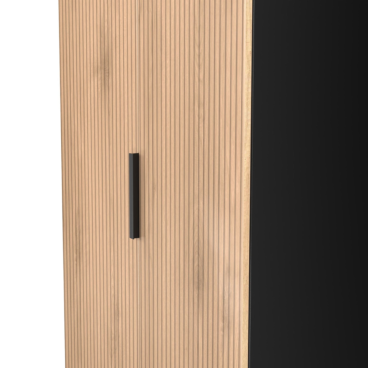 Jago-slatted-effect-2-door-midi-wardrobe-black from Roseland Furniture