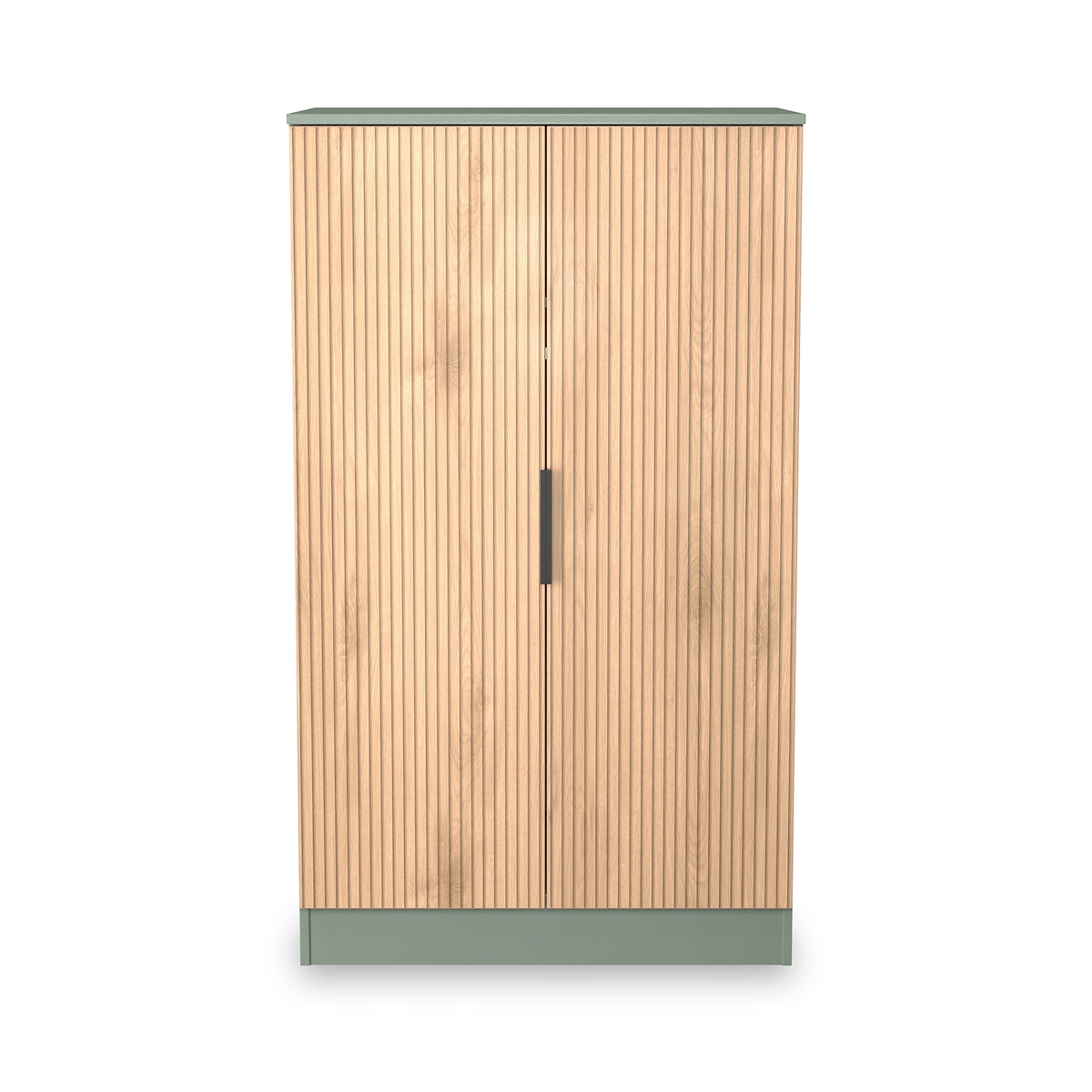Jago-slatted-effect-2-door-midi-wardrobe-green from Roseland Furniture
