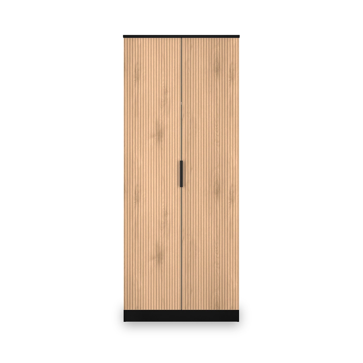 Jago-slatted-effect-2-door-wardrobe-black from Roseland Furniture