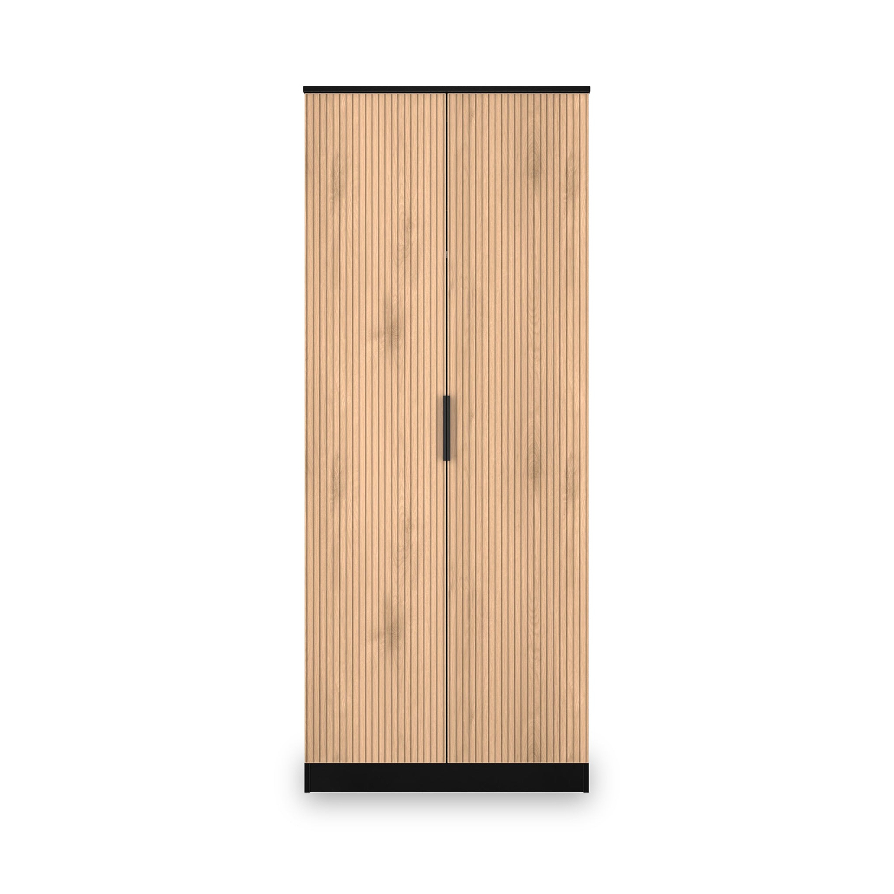 Jago-slatted-effect-2-door-wardrobe-black from Roseland Furniture