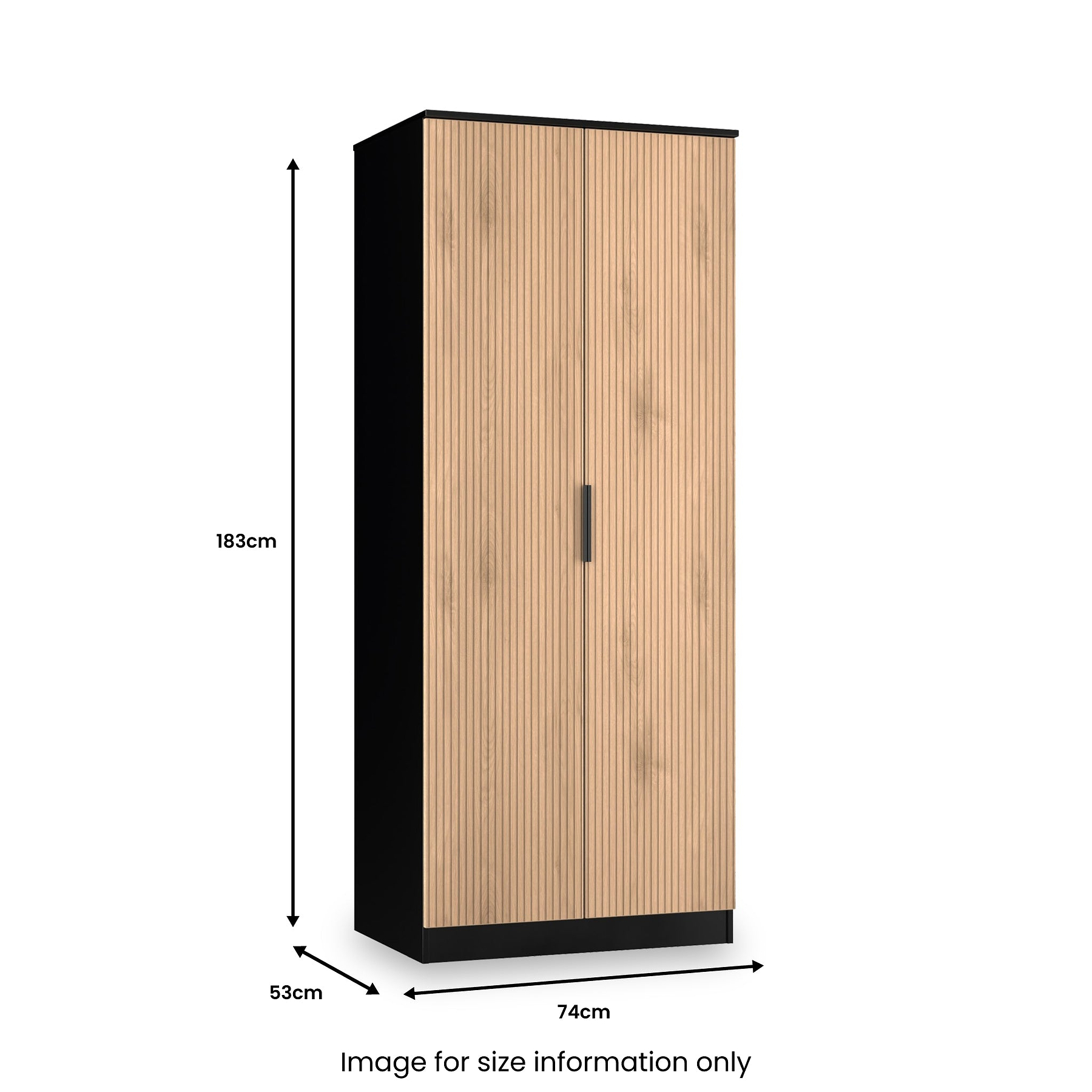 Jago-slatted-effect-2-door-wardrobe-black from Roseland Furniture