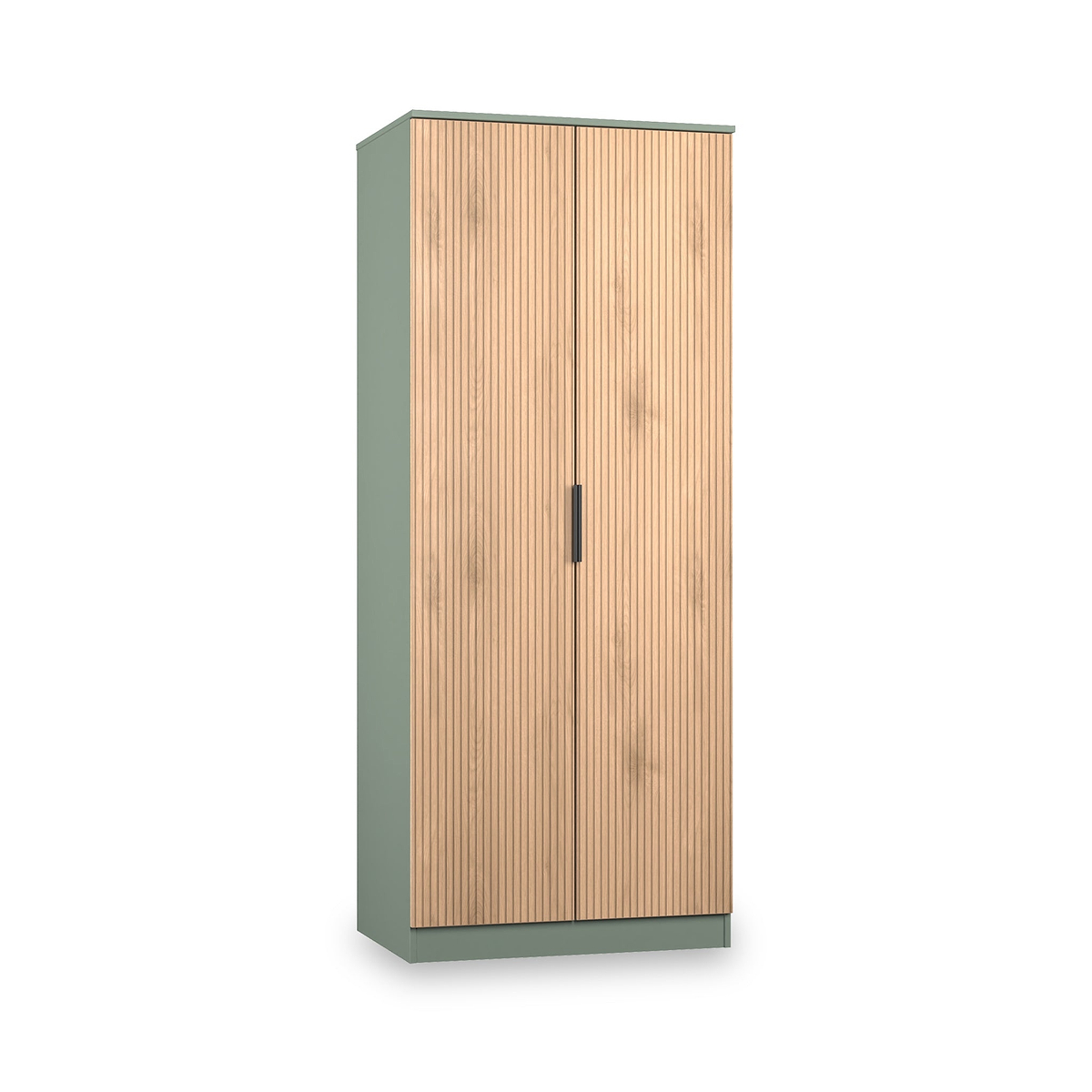 Jago-slatted-effect-2-door-wardrobe-green from Roseland Furniture