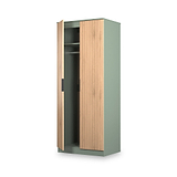 Jago-slatted-effect-2-door-wardrobe-green from Roseland Furniture
