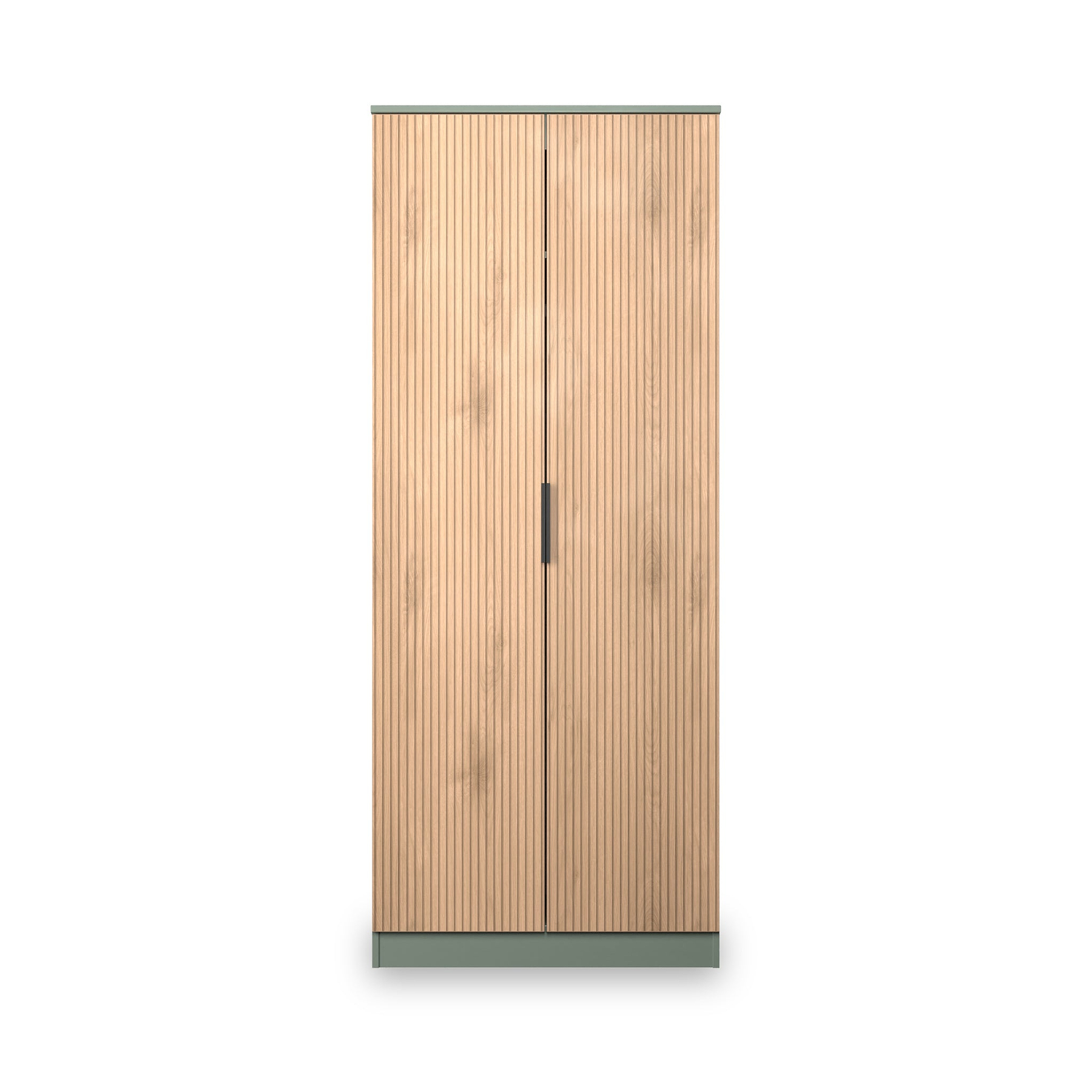 Jago-slatted-effect-2-door-wardrobe-green from Roseland Furniture