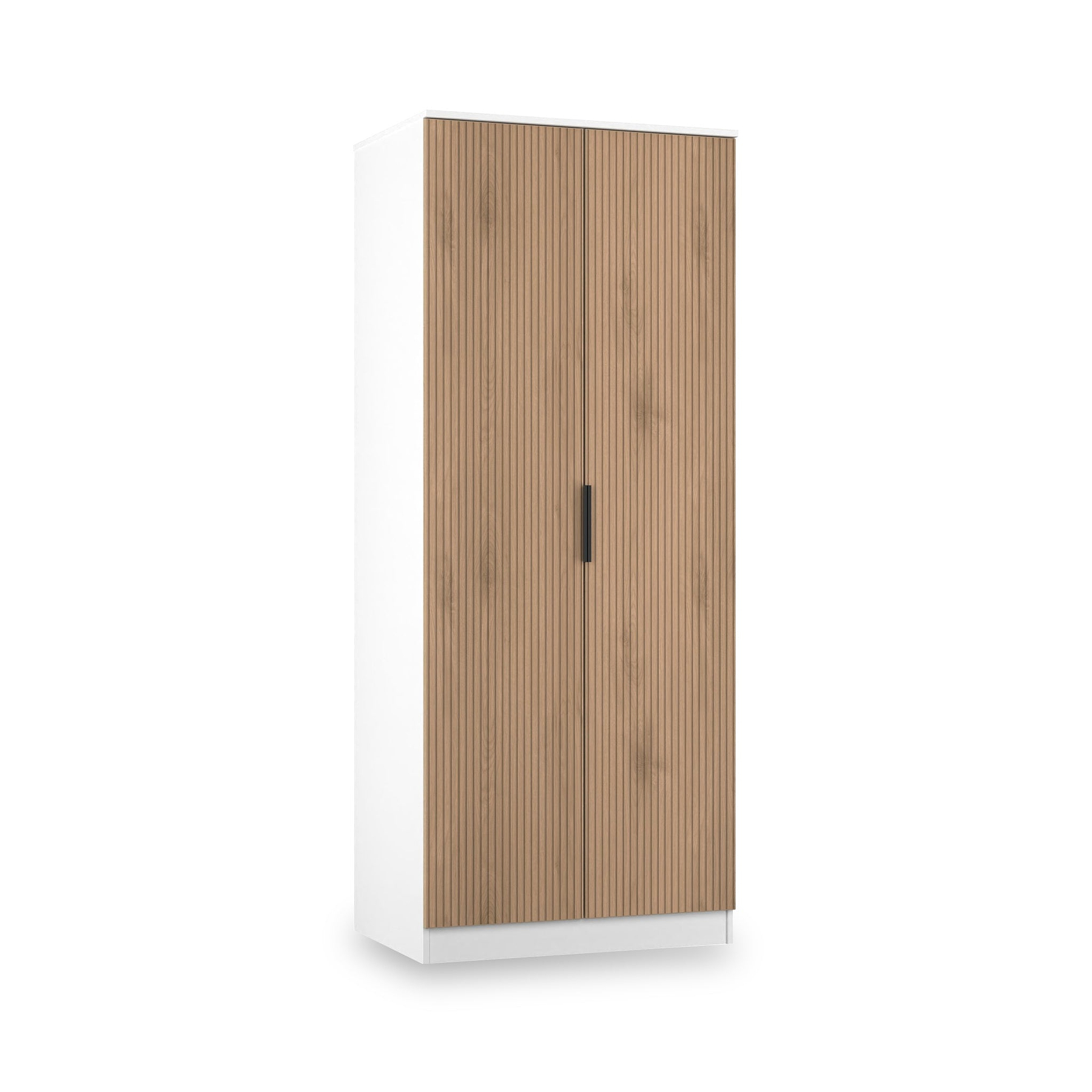 Jago-slatted-effect-2-door-wardrobe-white from Roseland Furniture