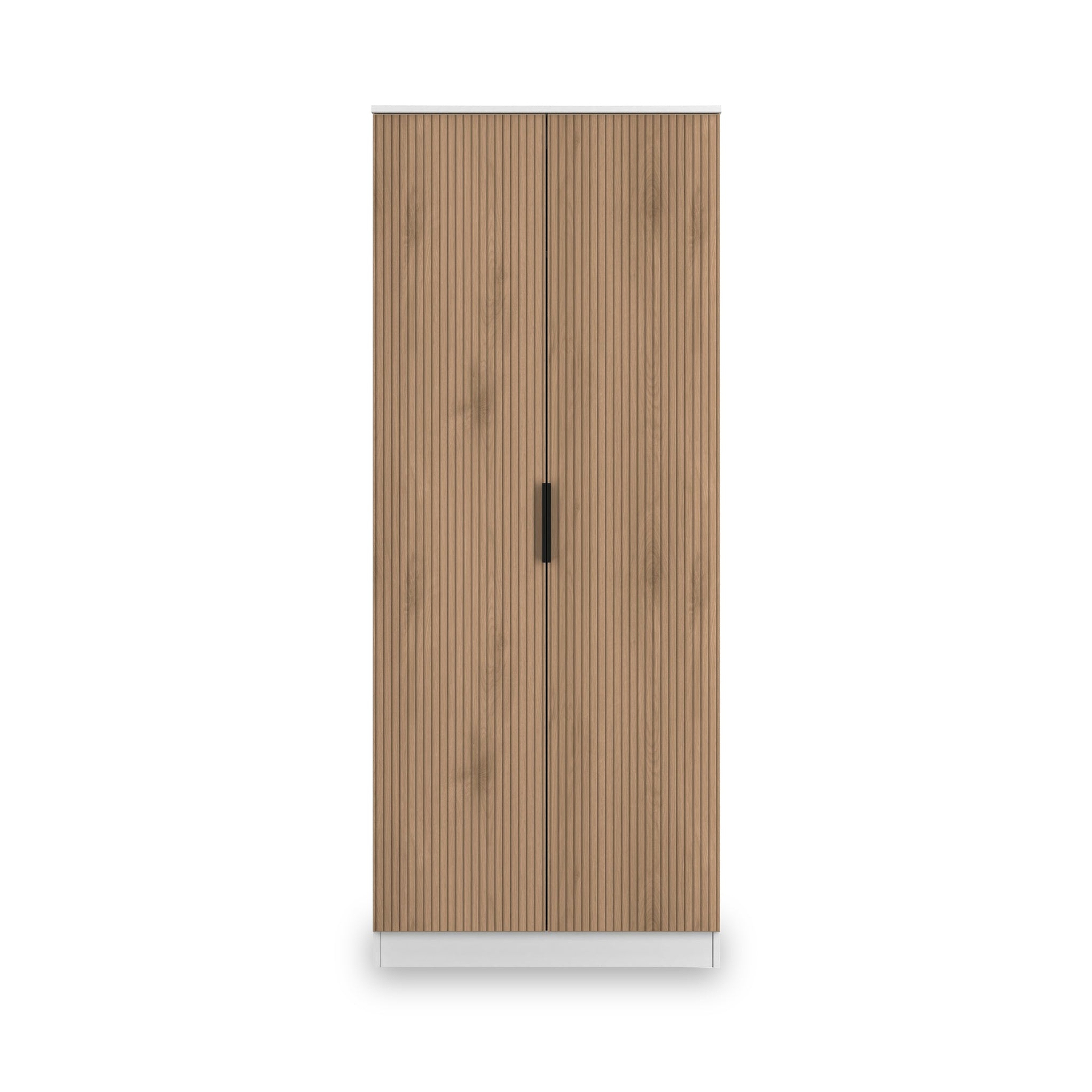 Jago-slatted-effect-2-door-wardrobe-white from Roseland Furniture