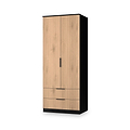 Jago-slatted-effect-2-door-2-drawer-wardrobe-black from Roseland Furniture