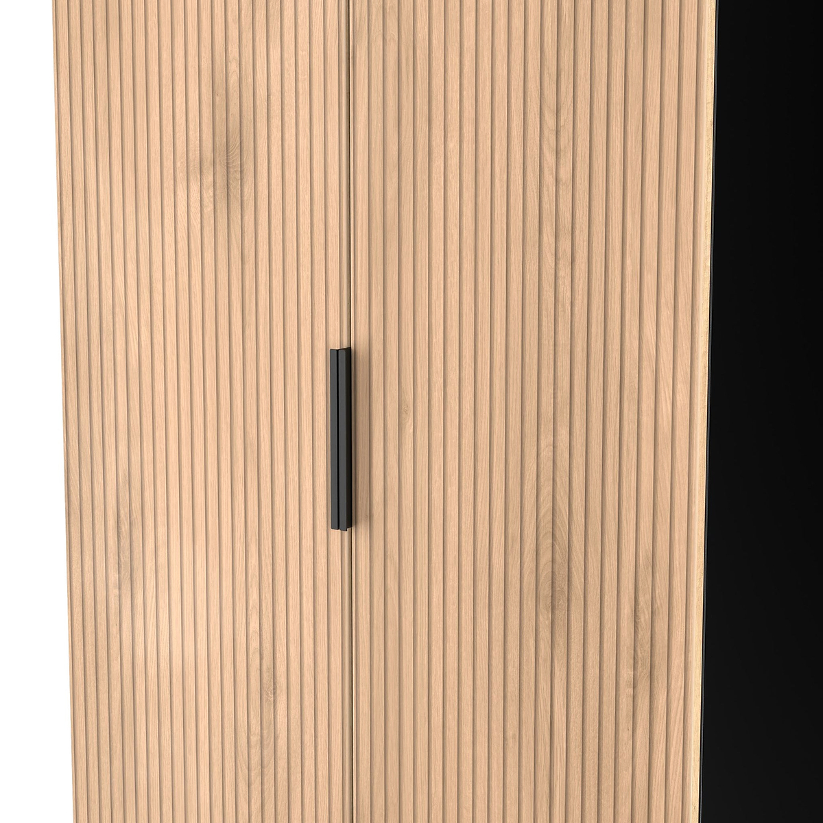 Jago-slatted-effect-2-door-2-drawer-wardrobe-black from Roseland Furniture
