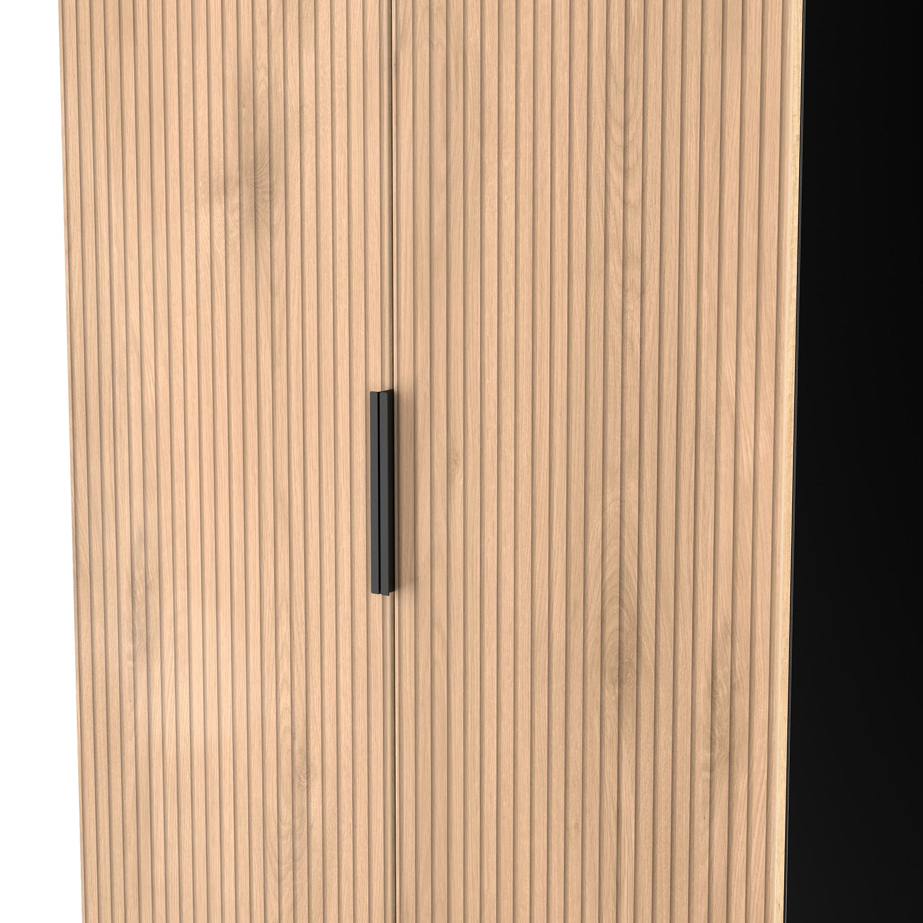 Jago-slatted-effect-2-door-2-drawer-wardrobe-black from Roseland Furniture