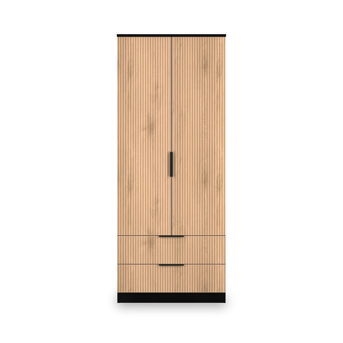 Jago-slatted-effect-2-door-2-drawer-wardrobe-black from Roseland Furniture