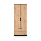 Jago-slatted-effect-2-door-2-drawer-wardrobe-black from Roseland Furniture
