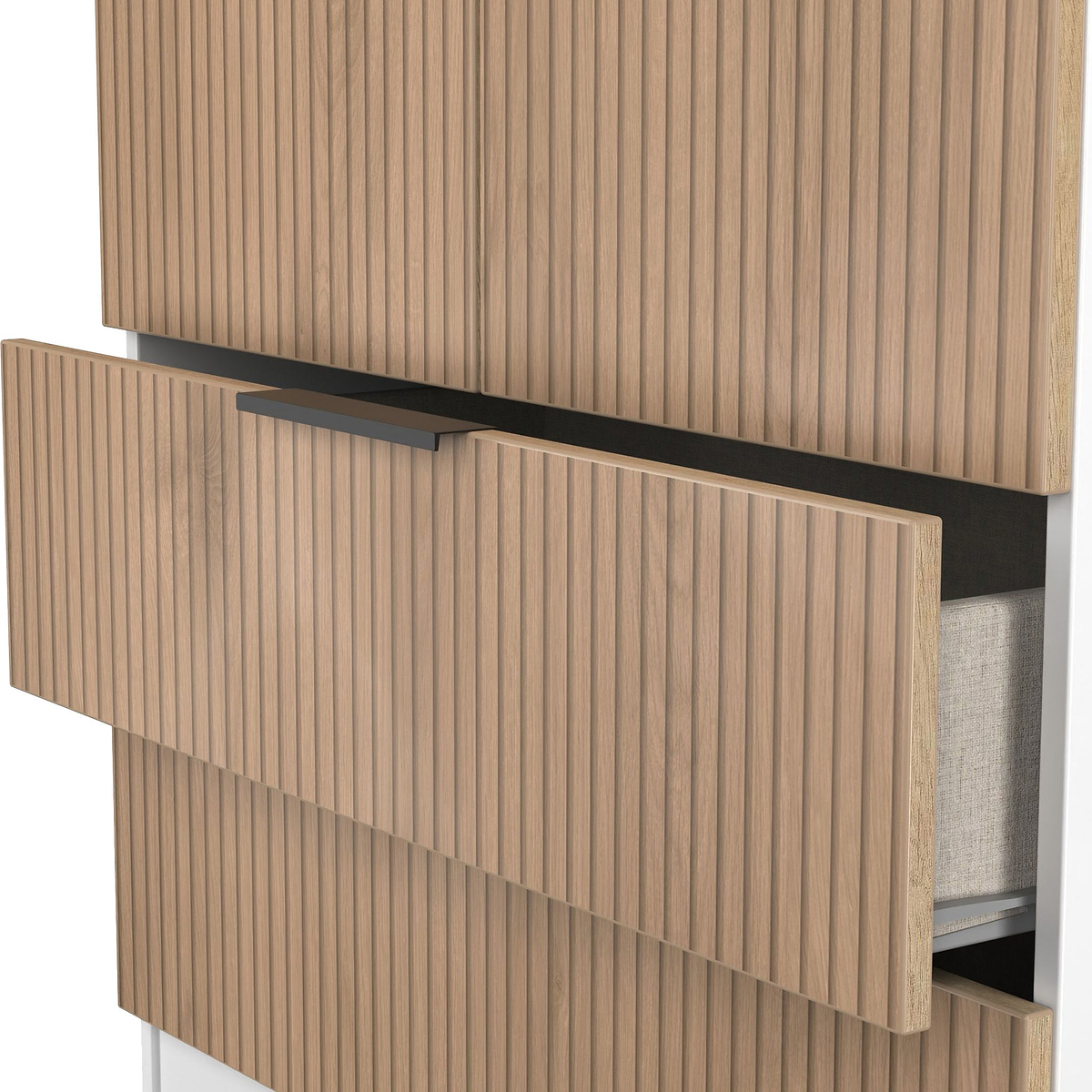 Jago-slatted-effect-2-door-2-drawer-wardrobe-white from Roseland Furniture