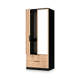 Jago-slatted-effect-2door-2dr-mirror-wardrobe-black from Roseland Furniture