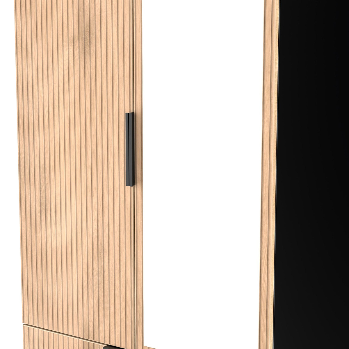 Jago-slatted-effect-2door-2dr-mirror-wardrobe-black from Roseland Furniture