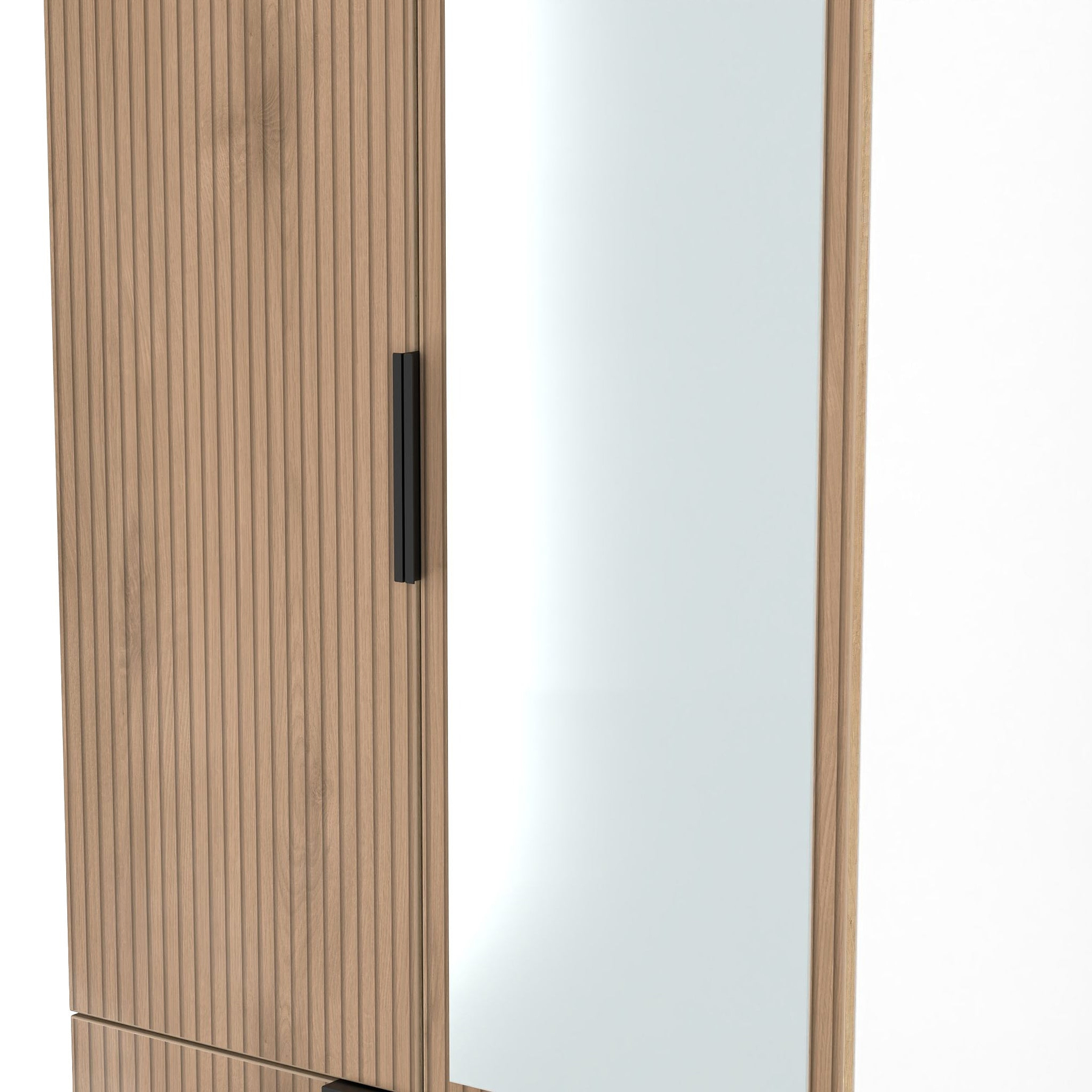 Jago-slatted-effect-2door-2dr-mirror-wardrobe-white from Roseland Furniture