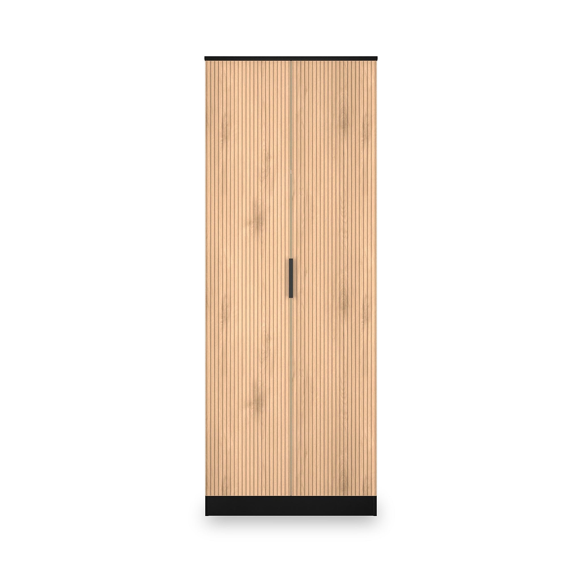 Jago-slatted-effect-tall-2-door-wardrobe-black from Roseland Furniture