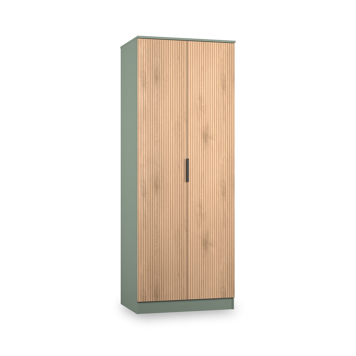 Jago-slatted-effect-tall-2-door-wardrobe-green from Roseland Furniture