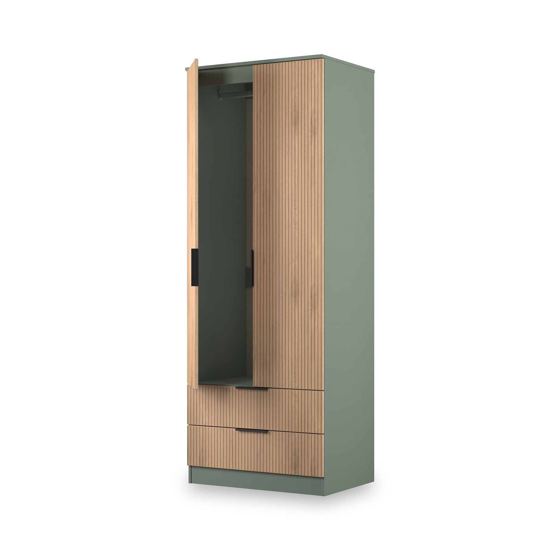 Jago-tall-2-door-2-drawer-wardrobe-green from Roseland Furniture