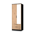 Jago-tall-2-door-2-draw-mirrored-wardrobe-black from Roseland Furniture