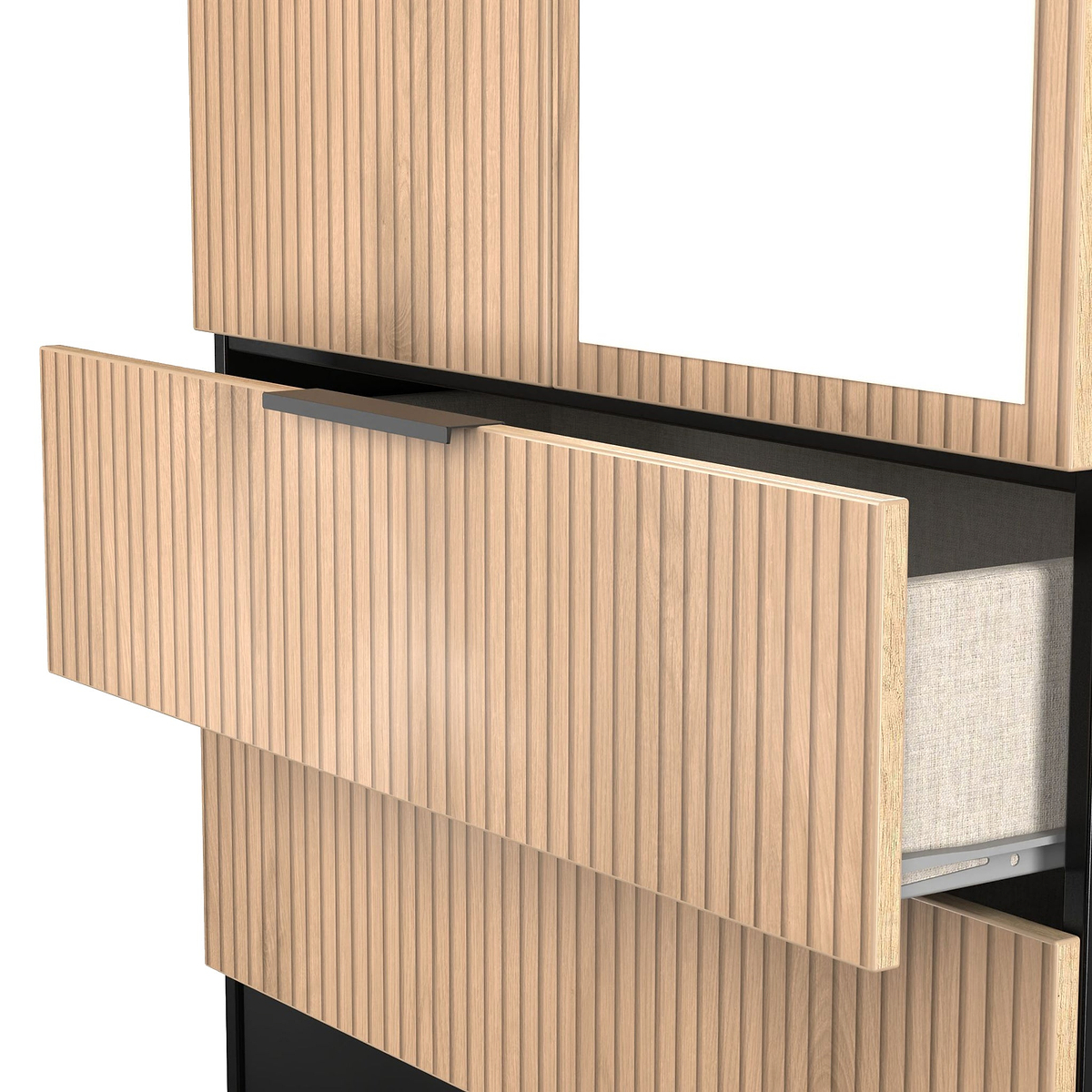 Jago-tall-2-door-2-draw-mirrored-wardrobe-black from Roseland Furniture