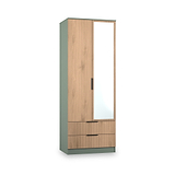 Jago-tall-2-door-2-draw-mirrored-wardrobe-green from Roseland Furniture