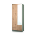 Jago-tall-2-door-2-draw-mirrored-wardrobe-green from Roseland Furniture