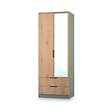 Jago-tall-2-door-2-draw-mirrored-wardrobe-green from Roseland Furniture