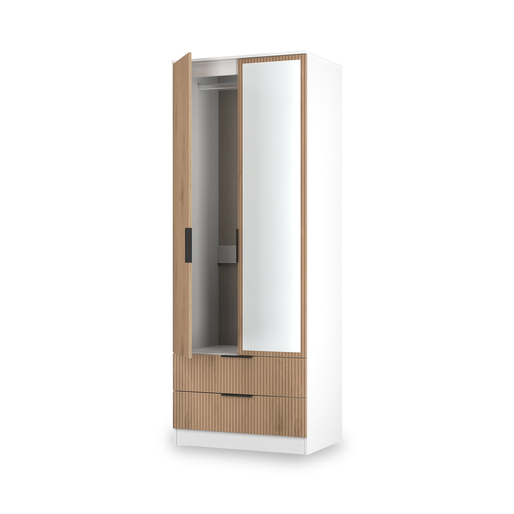 Jago-tall-2-door-2-draw-mirrored-wardrobe-white from Roseland Furniture