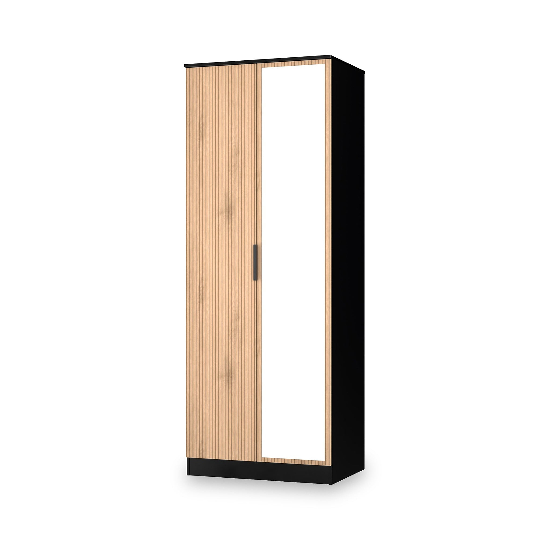 Jago-tall-2-door-mirrored-wardrobe-black from Roseland Furniture