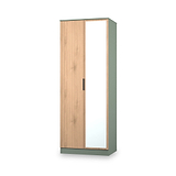 Jago-tall-2-door-mirrored-wardrobe-green from Roseland Furniture