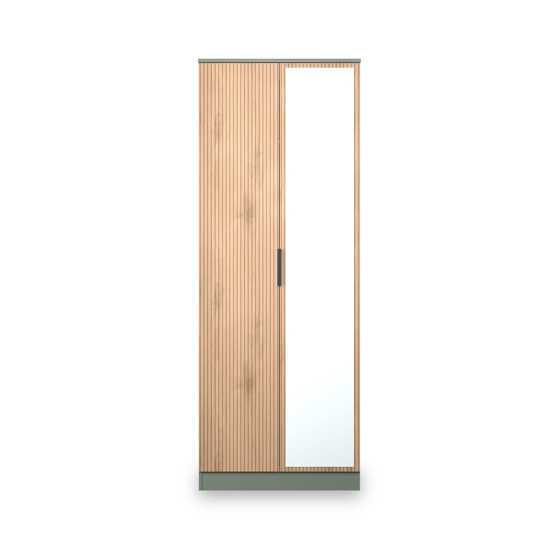 Jago-tall-2-door-mirrored-wardrobe-green from Roseland Furniture