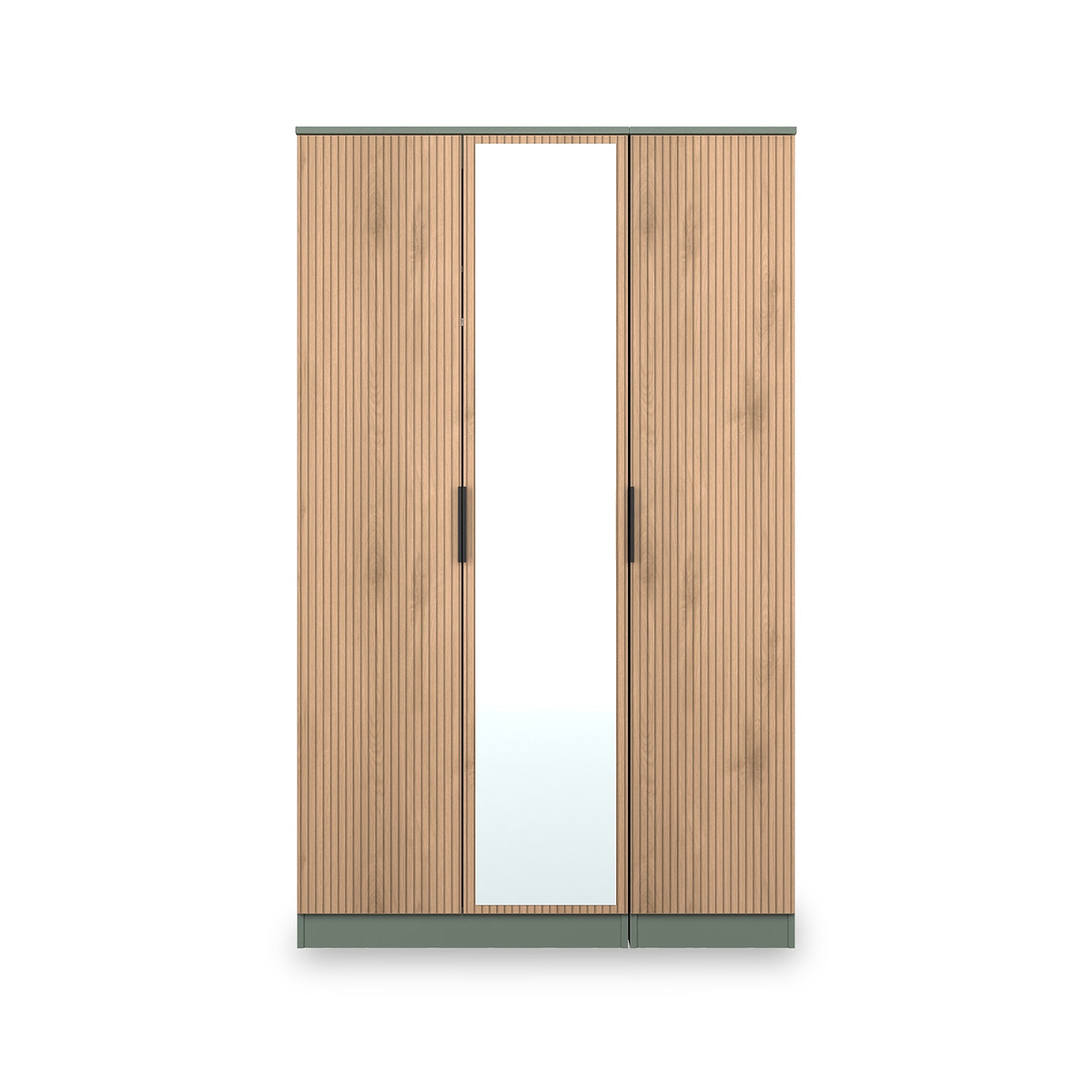Jago-tall-3-door-mirrored-wardrobe-green from Roseland Furniture