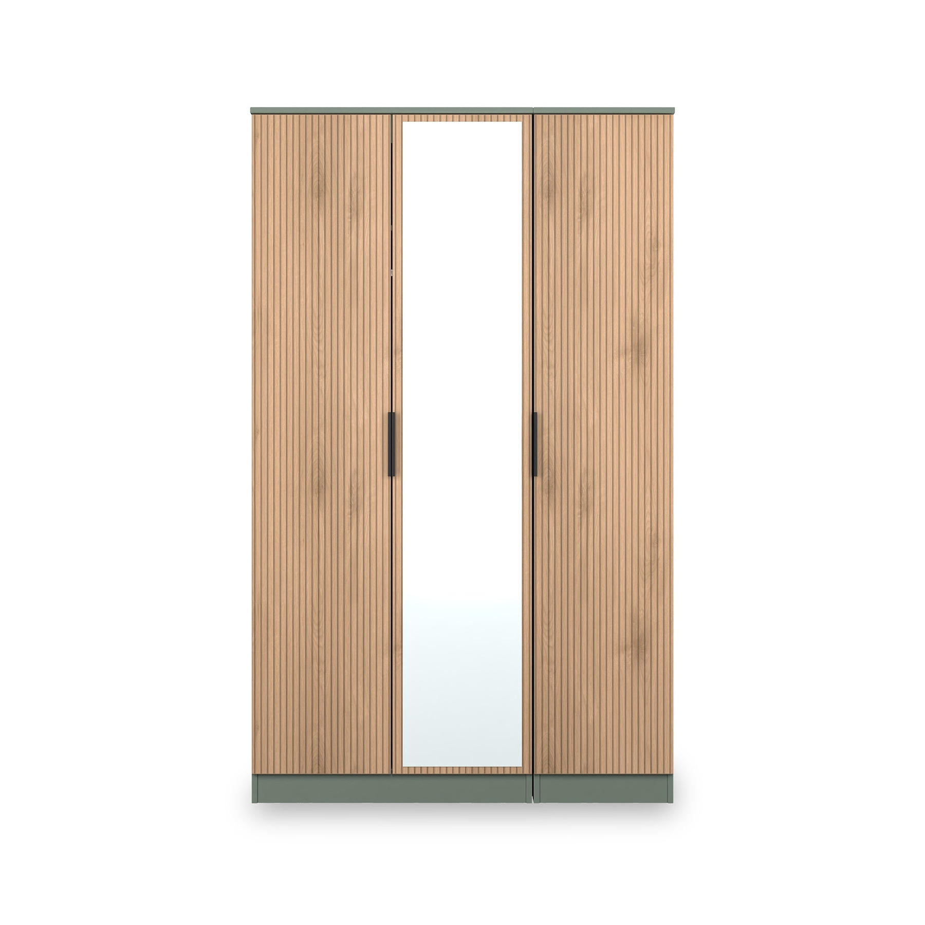 Jago-tall-3-door-mirrored-wardrobe-green from Roseland Furniture