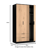 Jago-tall-3-door-2-drawer-wardrobe-black from Roseland Furniture